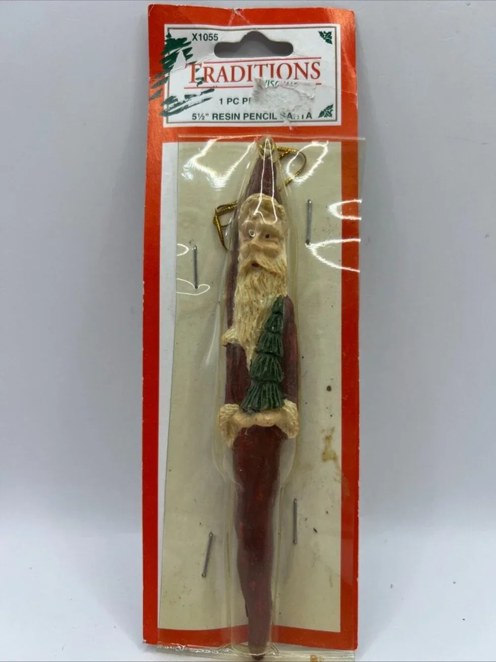 Vintage Pencil Santa Resin 5.5